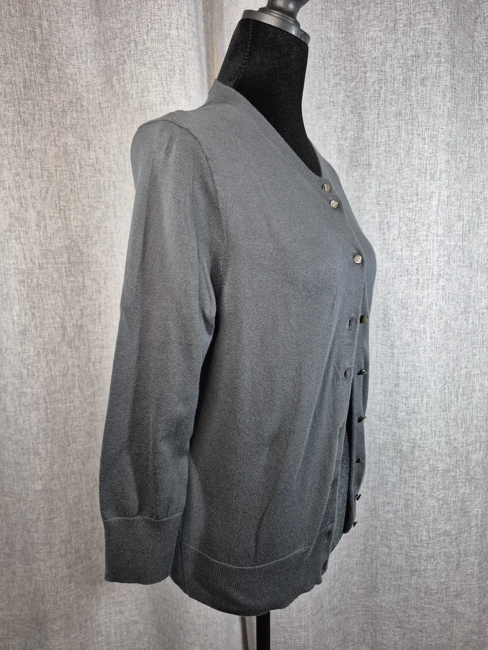 J. Crew Gray Button Front Cardigan Sweater Medium Cotton Blend Long Sleeve